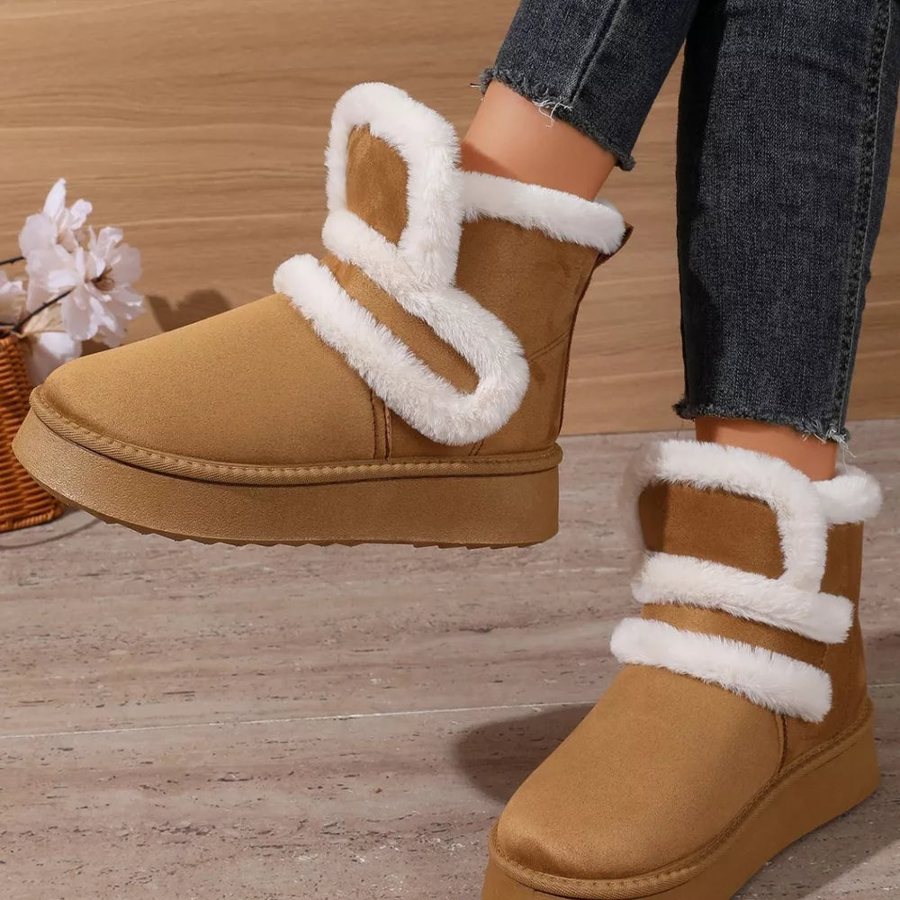 Hook-And-Loop Round Toe Platform Boots