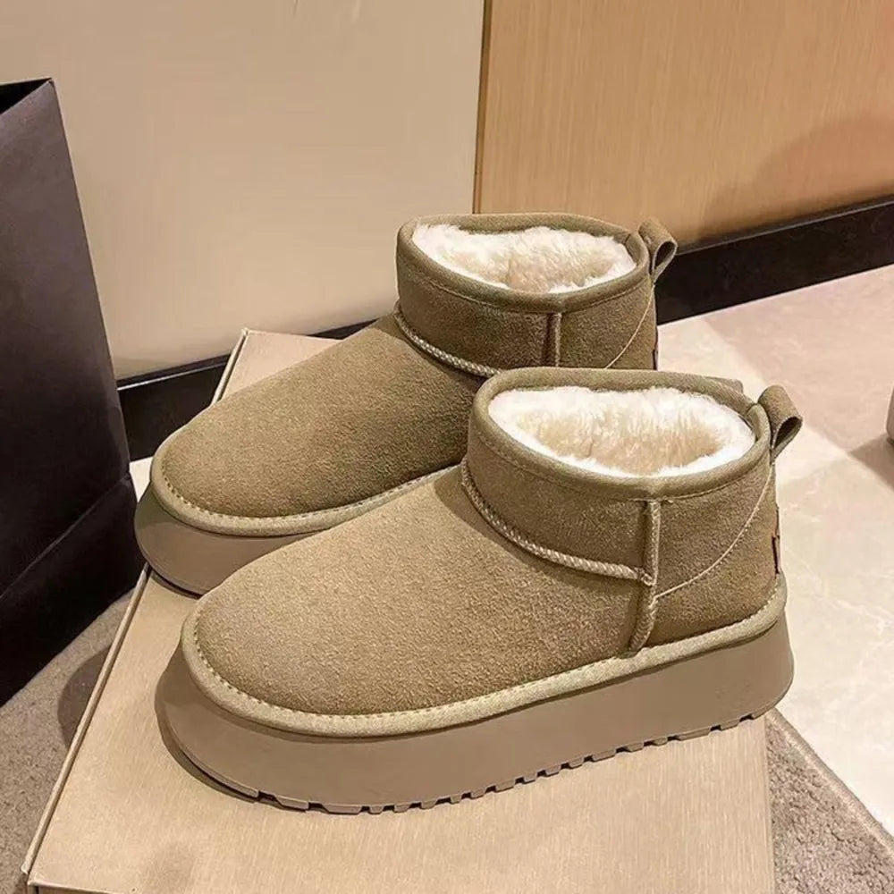 Faux Shearling Platform Ankle Boots
