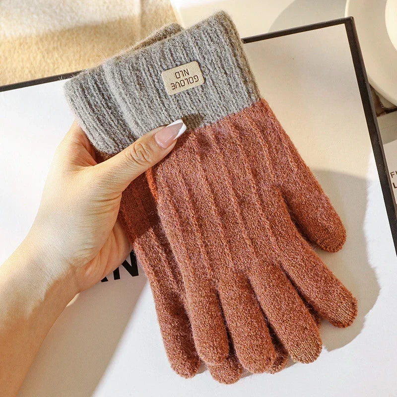 Women's Thick Plush Knitted Touchscreen Winter Gloves