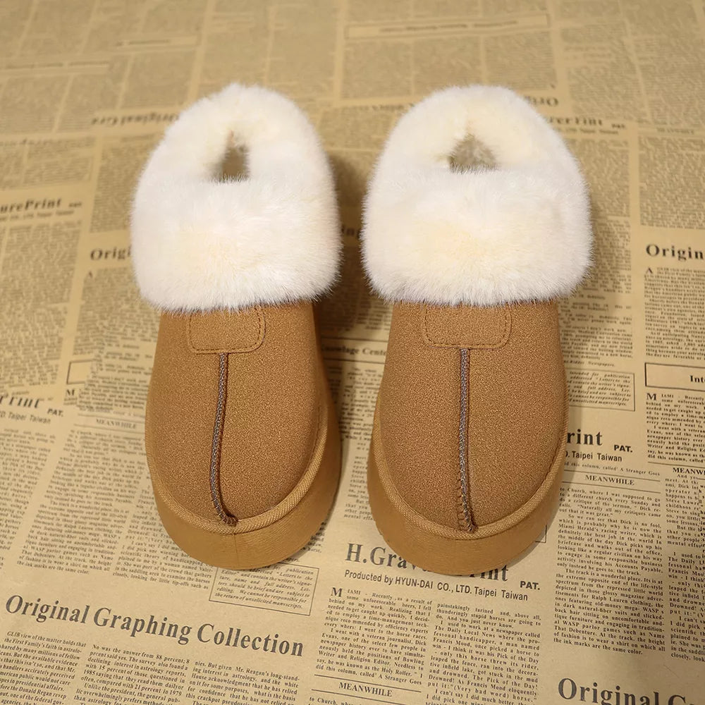 Plush Suede Platform Ankle Boots