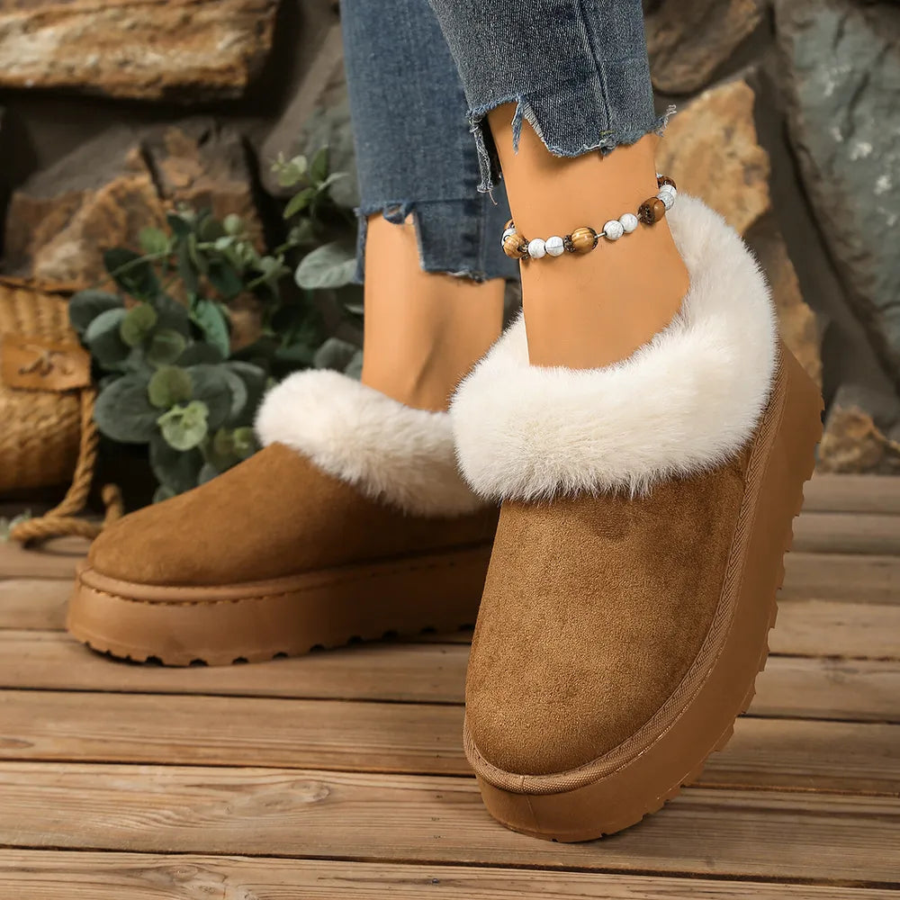 Cozy Fuzzy Trim Platform Boots