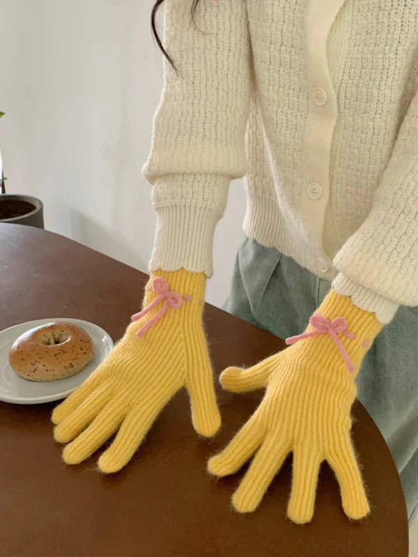 Women's Bow-Knot Touch Screen Fingerless Gloves