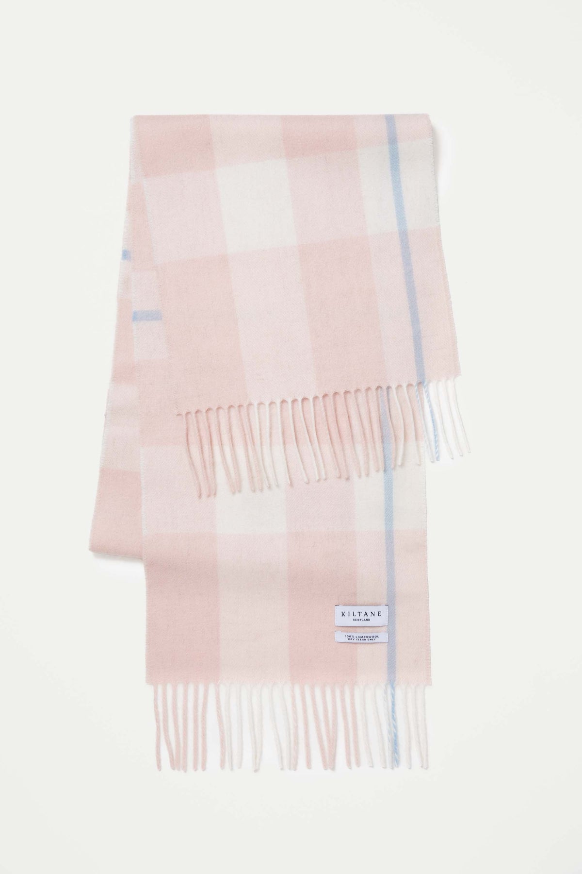 Contemporary Check Lambswool Scarf - Champagne Pink