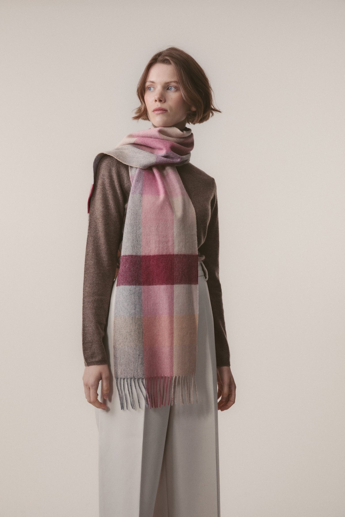 3 Square Check Lambswool Scarf - Summer Fruits