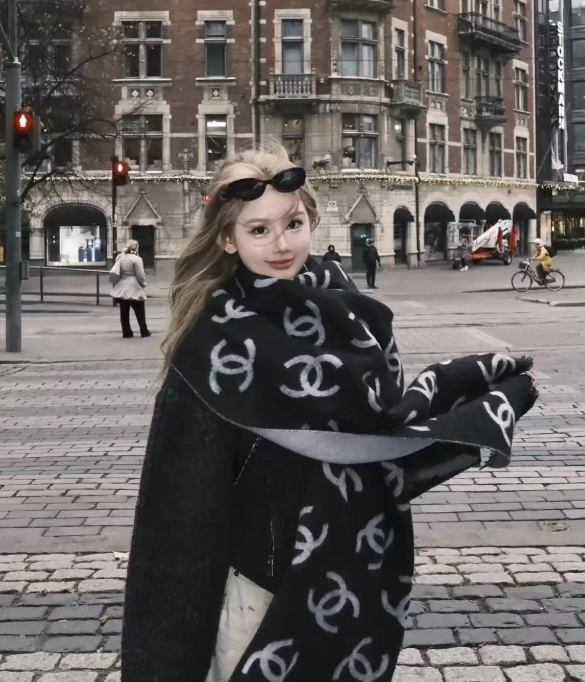 Chanel Reversible Logo Scarf Shawl
